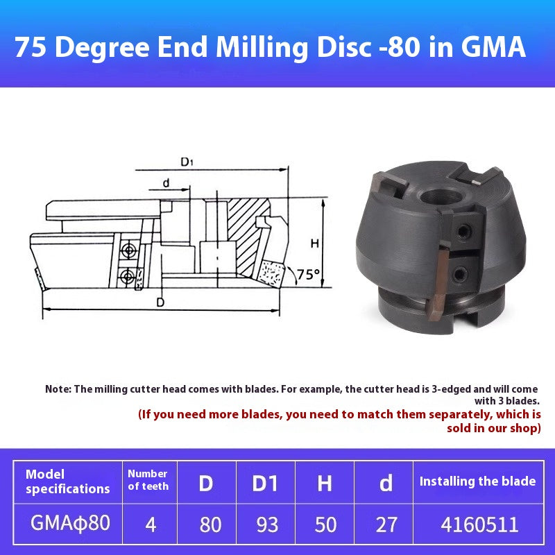 6024 75 Degree Milling Cutter Block Face Heavy Duty Boring Machine Milling Machine Roughing 80 100 Indexable Cutter Pad Type Cutter Block GMA63 Shandong Denso Pricision Tools Co.,Ltd.